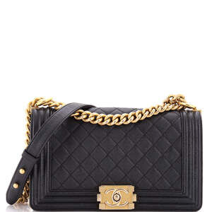 Chanel Boy Flap Bag Quilted Caviar Old #236013C46B